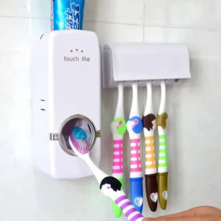 Automatic Toothpaste Dispenser With Toothbrush Holder Wall Mounted Durable Hygienic And Convenient Bathroom Accessory — image 3