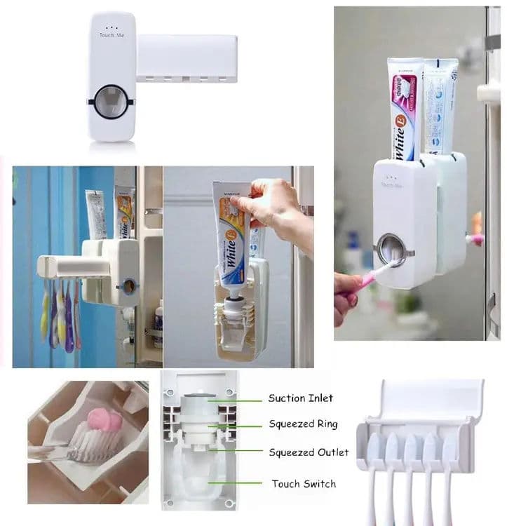 Automatic Toothpaste Dispenser With Toothbrush Holder Wall Mounted Durable Hygienic And Convenient Bathroom Accessory — image 4