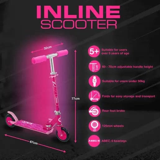 Pink Inline Scooter for Girls – Portable Foldable Two-Wheel Kick Scooter for Kids — image 6