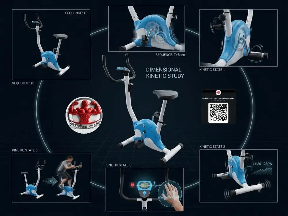 Exercise Bike Training Bicyole Cardio Workout for Home - Blue Fitness Sports Cycling — image 4