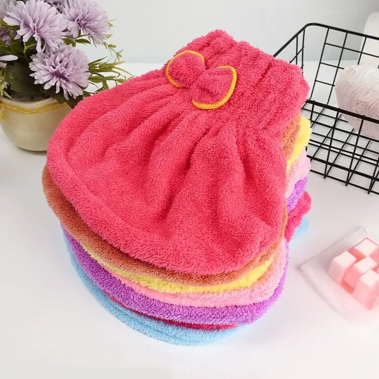 Soft Microfiber Flower Cap Towel for Women – Quick Dry Hair Wrap with Cute Bow Design, Super Absorbent Shower & Bath Turban for Smooth, Frizz-Free Hair (Random Color) — image 3